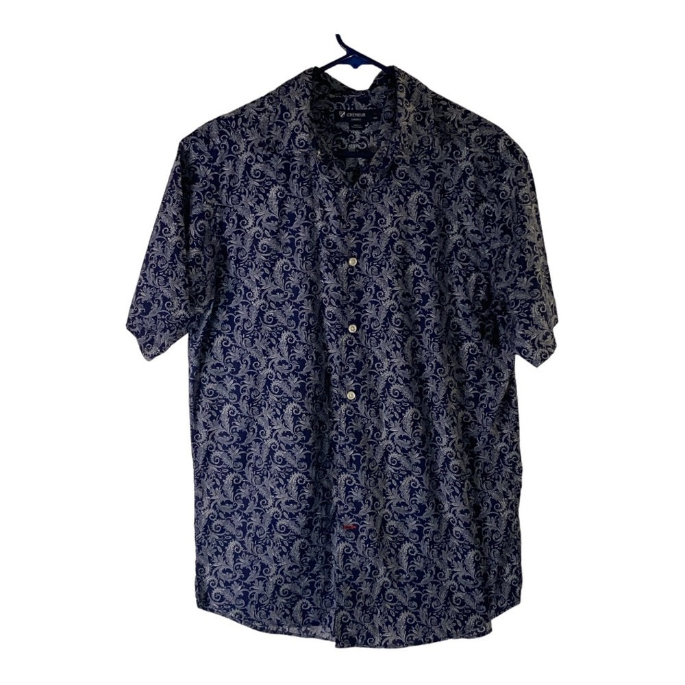 Cremieux Classics Short Sleeve Blue Paisley Shirt. Sz Medium EUC